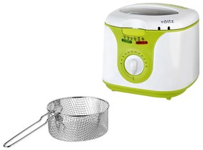 Φριτέζα Voltz V51980A, 2 λίτρα, 1300W, 80-190 C, αντικολλητική φριτέζα, λευκό / πράσινο