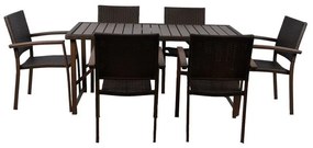 Τραπέζι με 6 πολυθρόνες ρατάν καφέ Σετ/7 - Πολυπροπυλένιο - 248-3026