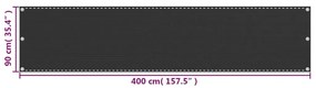 vidaXL Διαχωριστικό Βεράντας Ανθρακί 90 x 400 εκ. από HDPE