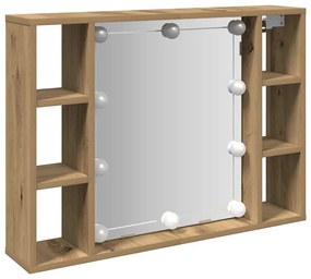 vidaXL Έπιπλο Καθρέπτη με LED Αρτισιανή Δρυς 76x15x55 εκ. Επεξ. Ξύλο