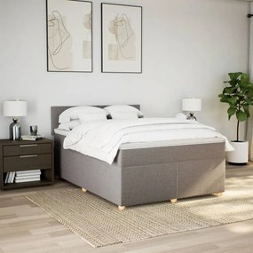 Κρεβάτι Boxspring με Στρώμα Taupe 140x200 εκ. Υφασμάτινο - Μπεζ-Γκρι