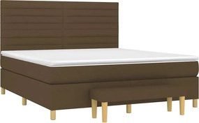vidaXL Κρεβάτι Boxspring με Στρώμα Σκούρο Καφέ 180x200 εκ Υφασμάτινο