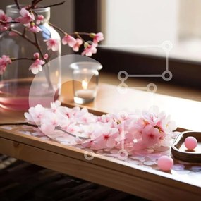 Intra Συλλεκτικό Ξύλινο Παζλ Plywood  4mm - Δίσκος Cherry Blossom με κεριά και διακοσμητικά είδη Σε Ξύλινο Κουτί - Διαστάσεις Puzzle: 10x10 cm – 25 κομμάτια