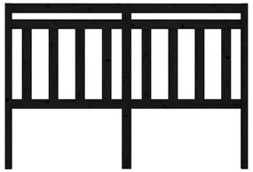 vidaXL Κεφαλάρι Κρεβατιού Μαύρο 146 x 4 x 100 εκ. Μασίφ Ξύλο Πεύκου