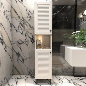 Stewehome Ντουλάπι Μπάνιου Στήλη Ξύλο λευκό MDF με Ράφια 172x33x30 cm