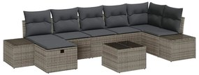 vidaXL Σετ Καναπέ Κήπου με μαξιλάρι 8 pcs Γκρι Πολυ ράταν