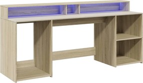 vidaXL Γραφείο με LED Sonoma δρυς 200x55x91 εκ. Επεξεργ. Ξύλο