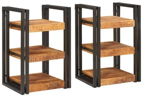 Κομοδίνο 2 pcs Καφέ και Μαύρο Στερεό ξύλο μάνγκο