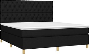 vidaXL Κρεβάτι Boxspring με Στρώμα &amp; LED Μαύρο 160x200 εκ. Υφασμάτινο