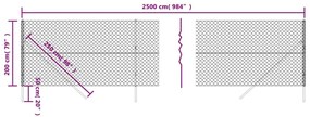 Συρματόπλεγμα Περίφραξης Ασημί 2 x 25 μ. με Στύλους - Ασήμι
