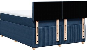 vidaXL Κρεβάτι Boxspring με Στρώμα Μπλε 140x190 εκ. Υφασμάτινο