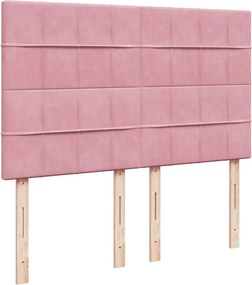 vidaXL Κρεβάτι Boxspring με Στρώμα Ροζ 140x190 εκ. Βελούδινο