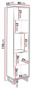 Βιβλιοθήκη Sarasota M104, Με πόρτες, Ινοσανίδες μέσης πυκνότητας, Πλαστικοποιημένη μοριοσανίδα, 170x40x33cm, 29 kg, Άσπρο | Epipla1.gr