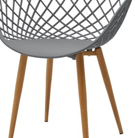 Καρέκλα Ezra pakoworld γκρι pp-πόδι φυσικό μέταλλο 62x42x82εκ | Συσκευασία 4 τμχ