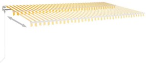 Τέντα Αυτόματη με LED&amp;Αισθητήρα Ανέμου Κίτρινο/Λευκό 600x300εκ. - Κίτρινο