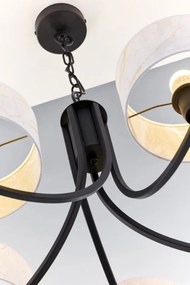 Κρεμαστό Πολύφωτο Arthur Φ75cm Μαύρο με Λευκό Ύφασμα