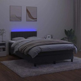 vidaXL Κρεβάτι Boxspring με Στρώμα &amp; LED Μαύρο 120x190 εκ. Βελούδινο