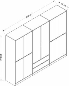 Εξαφυλλη Ντουλαπα Χρυσο ELINA 52x277x208