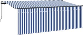 vidaXL Αναδιπλούμενη τέντα Μπλε και άσπρο 400 x 200 cm
