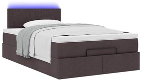 Οθωμανικό κρεβάτι με στρώμα &amp; LEDs Σκούρο καφέ 120x190cm ύφασμα 3312211