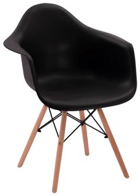 Καρέκλα MIRTO με Ξύλινα πόδια Μαύρο 64x60x81Υ εκ. 4αδα 64x60x81 εκ.