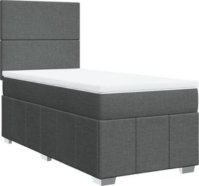 vidaXL Κρεβάτι Boxspring με Στρώμα Σκούρο Γκρι 90x190 εκ. Υφασμάτινο