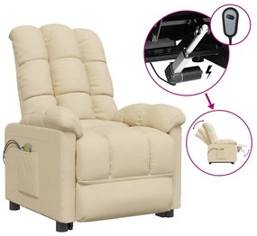 vidaXL Πολυθρόνα Μασάζ Ηλεκτρική Κρεμ Υφασμάτινη