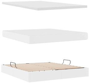 vidaXL Κρεβάτι Αποθήκης Καθαρό Λευκό 160 x 200 cm Τεχνητό Δέρμα