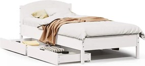 vidaXL Σκελετός Κρεβ. Χωρίς Στρώμα Λευκό 75x190 εκ Μασίφ Πεύκο