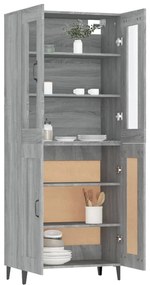 vidaXL Ντουλάπι Γκρι Sonoma 69,5 x 34 x 180 εκ. Επεξεργασμένο Ξύλο