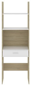 vidaXL Βιβλιοθήκη Λευκό/Sonoma Δρυς 60 x 35 x 180 εκ. από Μοριοσανίδα