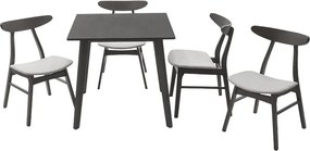 Tραπεζαρία Benson - Orlean pakoworld σετ 5τμχ rustic grey - ύφασμα γκρι 80x80x75εκ