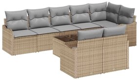vidaXL Σετ Καναπέ Κήπου 9 pcs Μπεζ συνθετικό ρατάν
