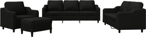 vidaXL Πολυθρόνες Σετ 4 Τεμαχίων Μαύρες από Ύφασμα με Μαξιλάρια