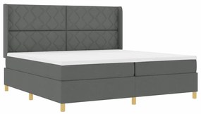 vidaXL Κρεβάτι Box Spring με στρώμα Σκούρο Γκρι 200x200 εκ Υφάσμα