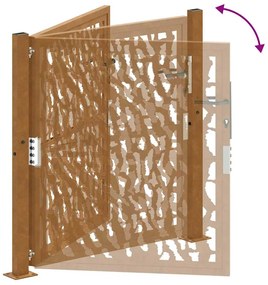 Πύλη κήπου 105x105 cm από διαβρωμένο χάλυβα με σχέδιο ίχνος - Καφέ
