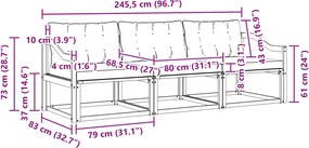 vidaXL Σειρά Καναπέ Εξωτερικού με μαξιλάρι 3 pcs Λευκό και Μπεζ