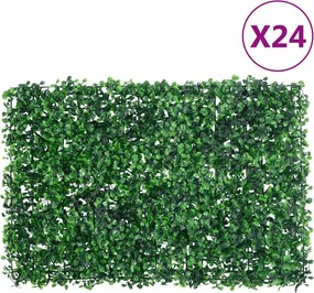 vidaXL Φράχτης 24 τεμ. Πράσινος 40 x 60 εκ. από Τεχνητά Φύλλα Θάμνου