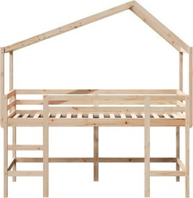 vidaXL Υπερυψ. Κρεβάτι Λευκό 80x200 εκ. Μασίφ Πεύκο με Σκάλα / Οροφή