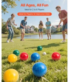 VEVOR Bocce Ball Set Bocce Ball Game Set 107 mm 8 Resin Balls 4 Colors for Beach