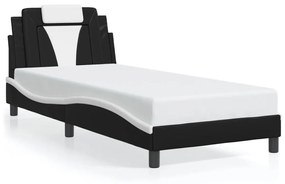 vidaXL Πλαίσιο Κρεβατιού με LED Μαύρο/Λευκό 90x190 εκ. Συνθετικό Δέρμα