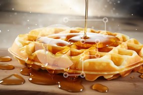 Σετ των 2 Intra Συλλεκτικό Ξύλινο Παζλ Plywood 4mm - Λαχταριστή βάφλα με σιρόπι Σε Ξύλινο Κουτί - Διαστάσεις: 10x10 cm – 25 κομμάτια