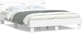 vidaXL Πλαίσιο Κρεβατιού με Κεφαλάρι Λευκό 140x200 εκ. Επεξ. Ξύλο