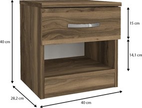 Κομοδίνο Lube Megapap χρώμα καρυδί 40x28,2x40εκ.