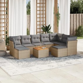 vidaXL Patio Sofa Set 9-θέσια Μίξη μπεζ και ανοιχτό γκρι