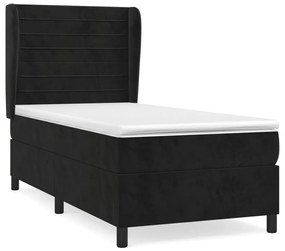 vidaXL Κρεβάτι Boxspring με Στρώμα Μαύρο 100x200 εκ. Βελούδινο