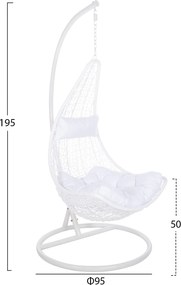 ΚΡΕΜΑΣΤΗ ΠΟΛΥΘΡΟΝΑ ΦΩΛΙΑ MILLIE HM5996.03 ΜΕΤΑΛΛΟ-ΣΥΝΘ.RATTAN ΛΕΥΚΟ Φ95x195Υεκ.