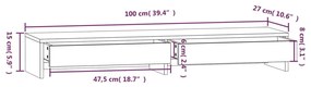 Βάση Οθόνης Λευκή 100x27x15 εκ. από Μασίφ Ξύλο Πεύκου - Λευκό