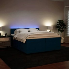 vidaXL Κρεβάτι Boxspring με Στρώμα Μπλε 200x200 εκ. Βελούδινο