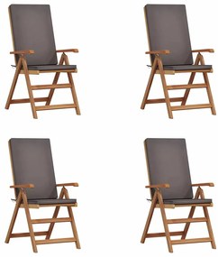 vidaXL Καρέκλα Κήπου 4 pcs Καφέ 57 x 71.5 x 104εκ Μασίφ ξύλο teak